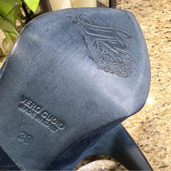 Free People Studded Navy Blue Dakota Distressed Heel Boot 39 - Picture 11 of 14